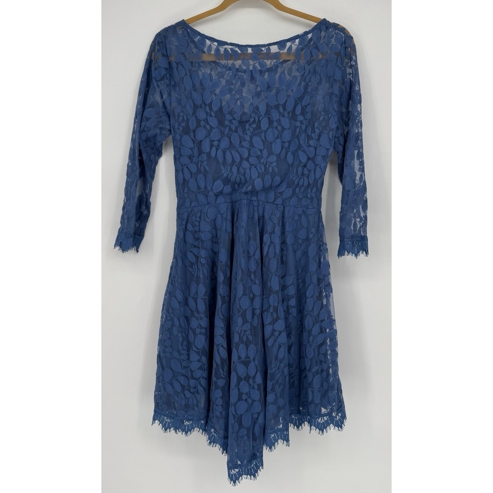 Free People Blue Asymmetrical Lace Dress - Picture 10 of 11